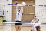 Lemoore's Isabelle Hendrickson scores a point in big win over visiting Tulare Western Thursday afternoon.
